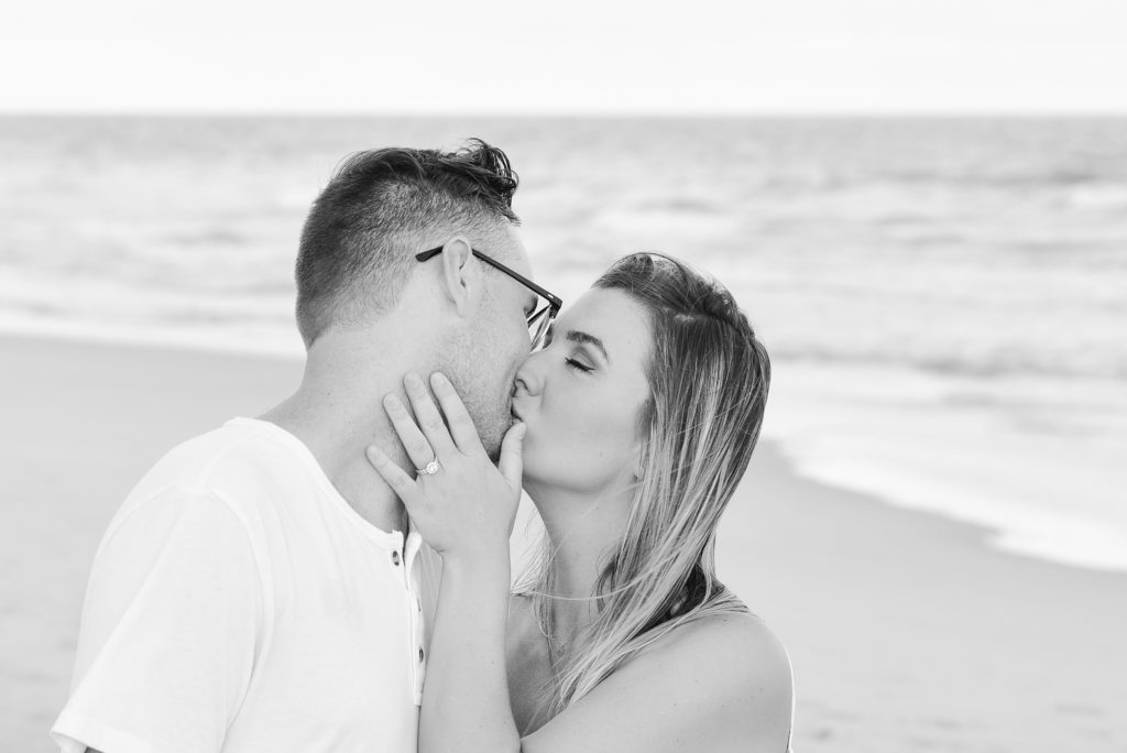 couple kissing Topsail Beach NC