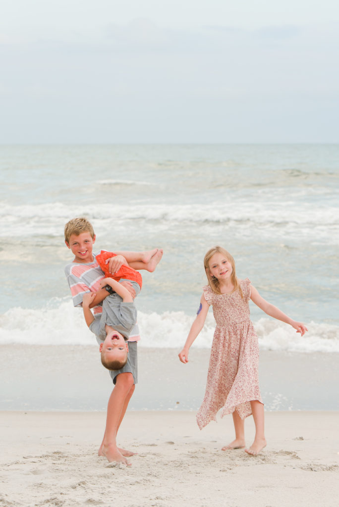 family vacations at Topsail Beach, NC, kids playing