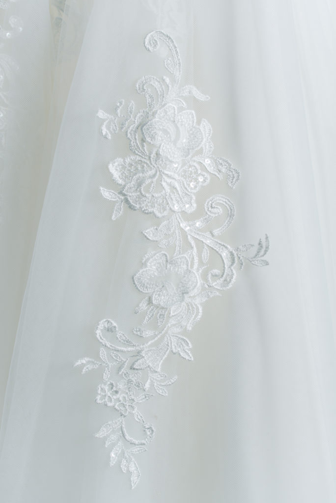 detailed embroidery on wedding dress