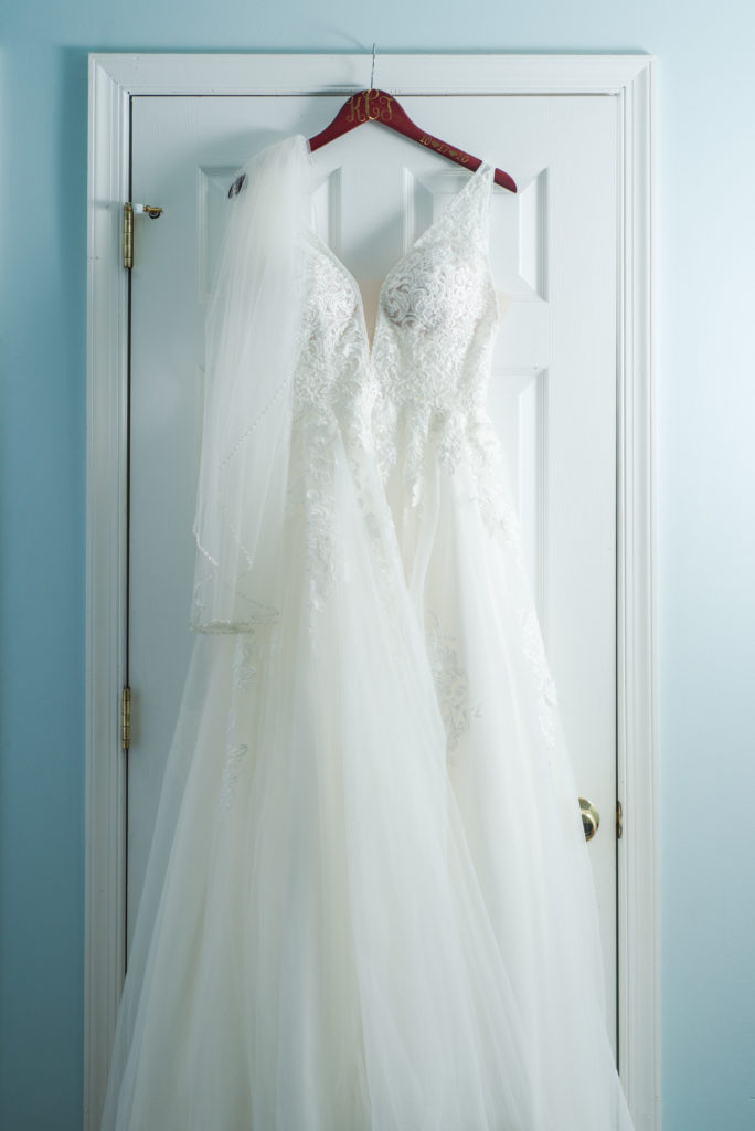 wedding gown with veil