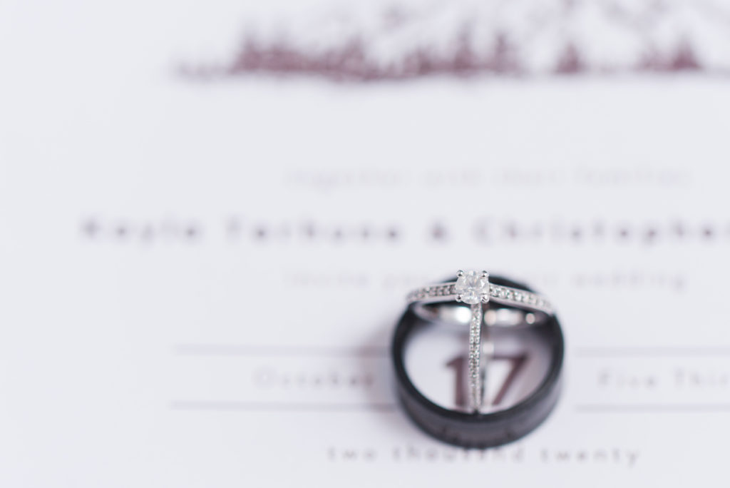 wedding rings on invitation