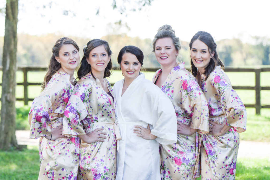 bridesmaids in robe