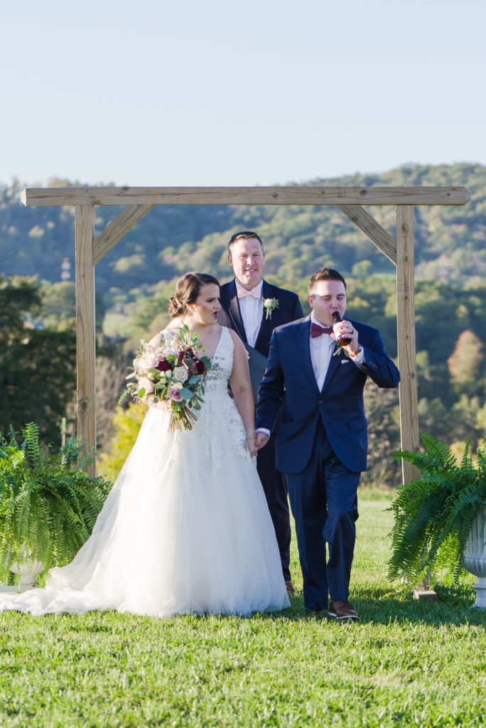 bride and groom walking down the aisle