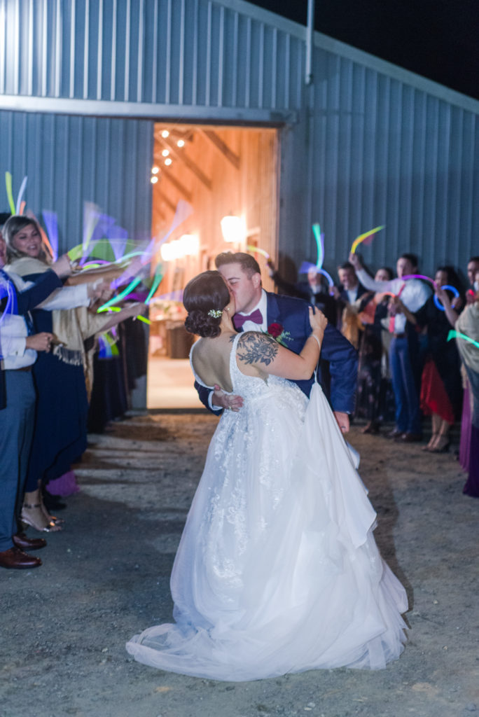 glowstick bride and groom exit