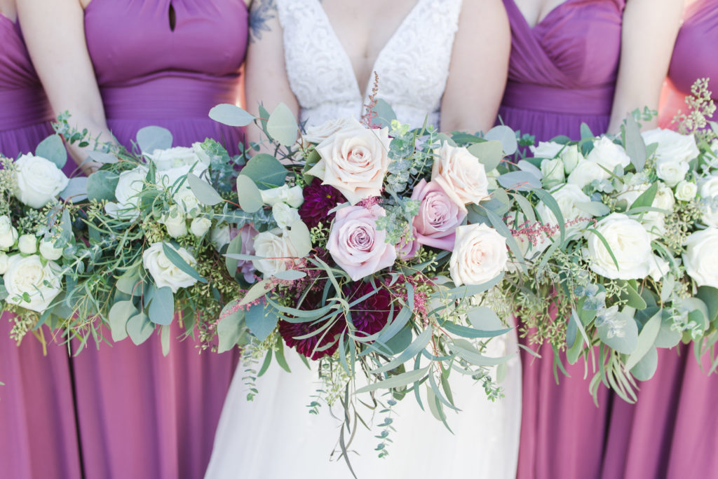 bridal bouquet with bridesmaids bouquet
