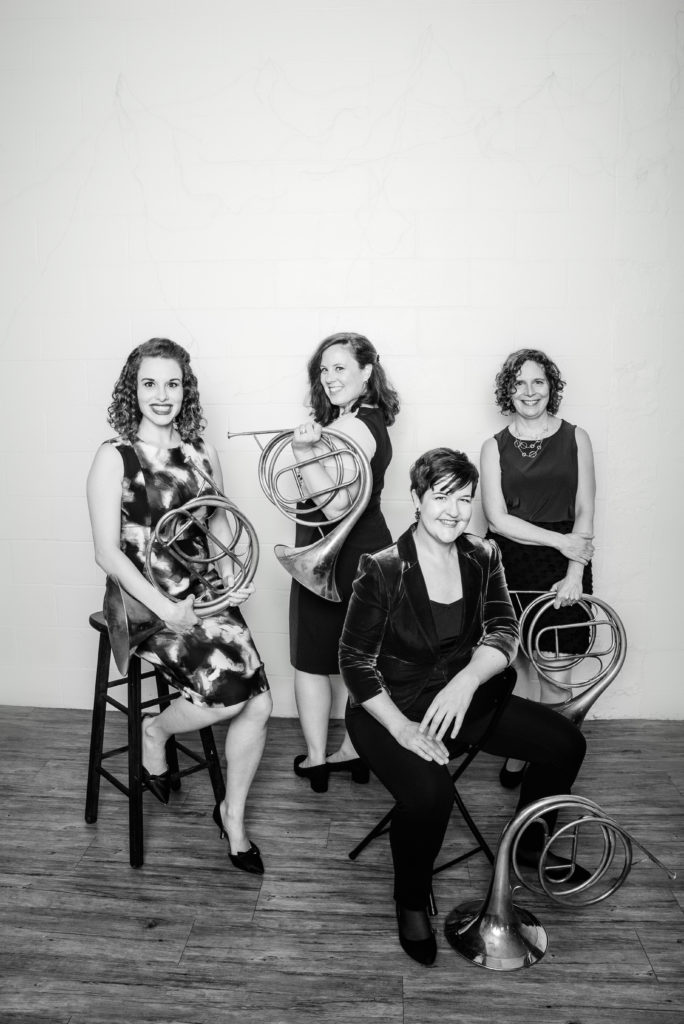 female natural horn quartet