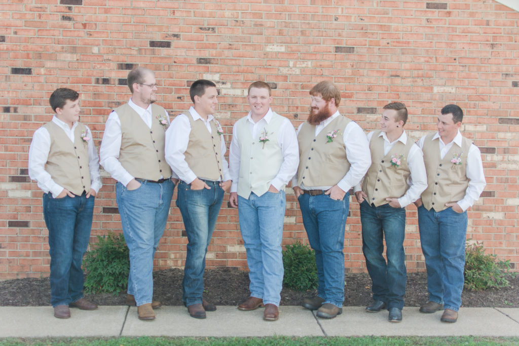 Rustic groom and groomsmen attire