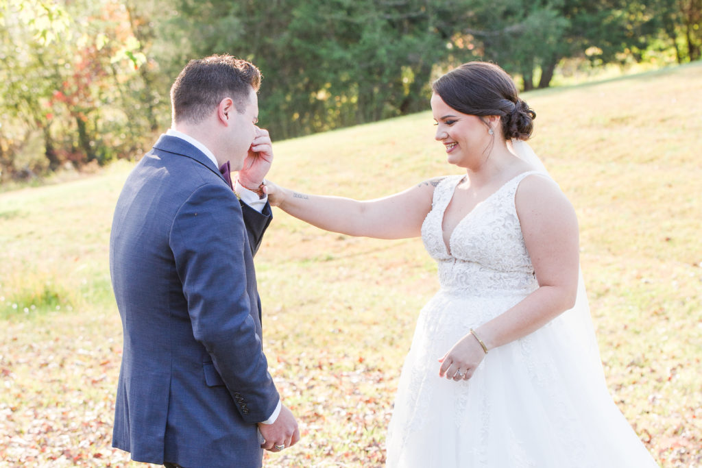 Groom get teary-eyed during first look