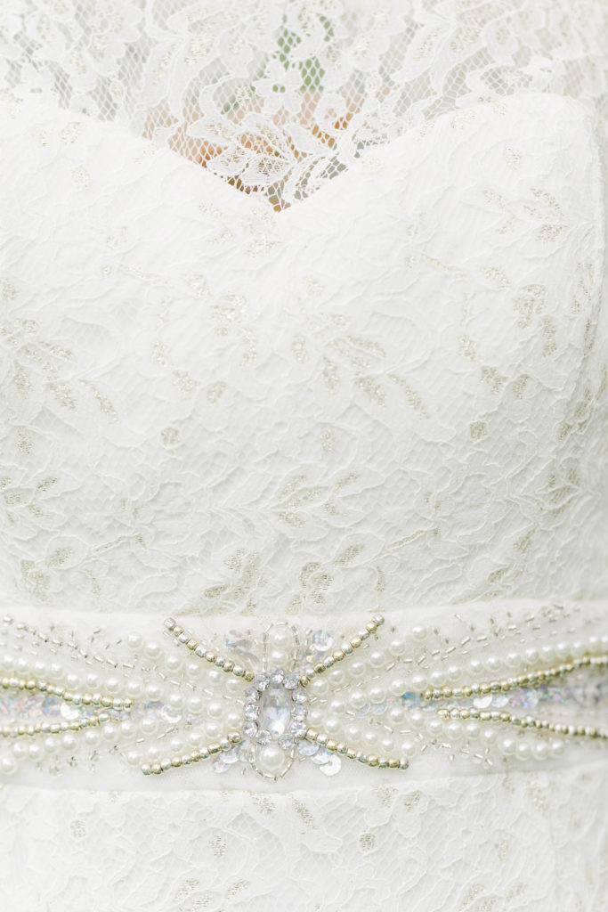 details from wedding gown belt