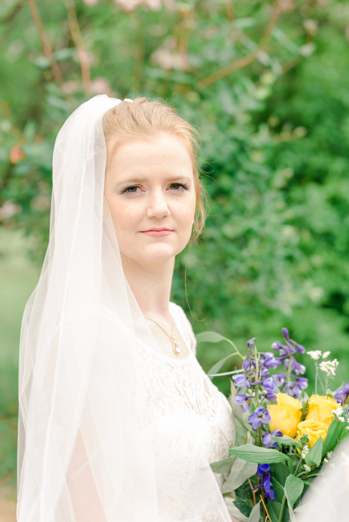 bridal headshot with bouquet