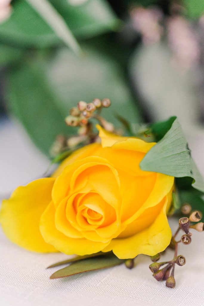 Yellow Boutonnière for styled shoot