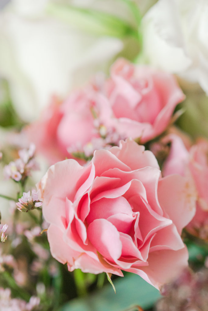 pink flowers from wedding florals