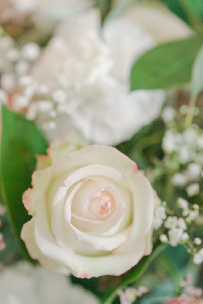 white rose in wedding florals for styled shoot