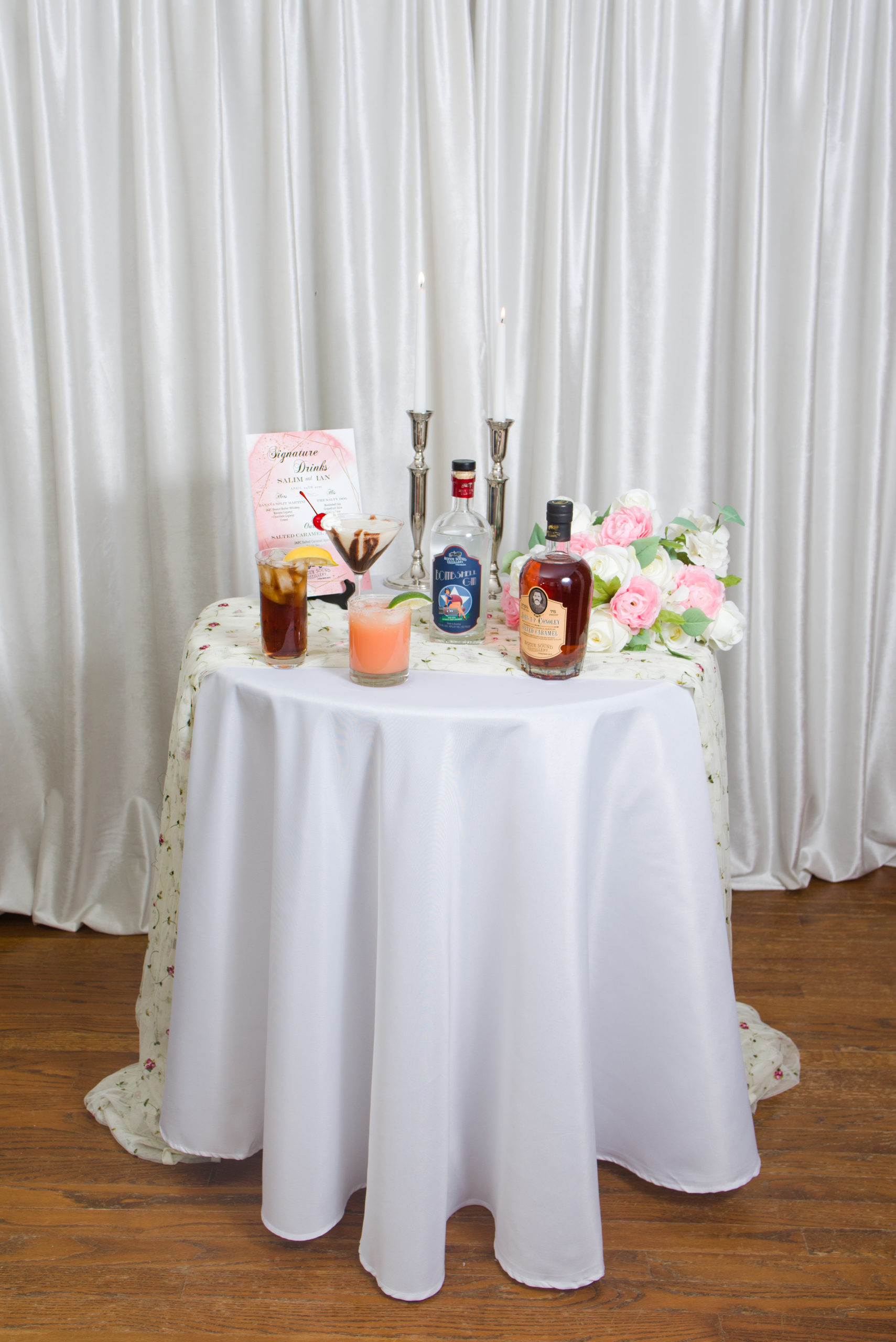 signature cocktail tablescape from Bogue Sound Distillery