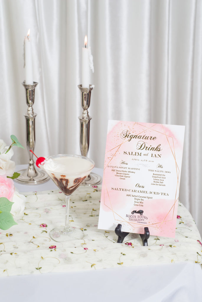 signature drink signage and banana split martini for styled shoot - Bogue Sound Distillery