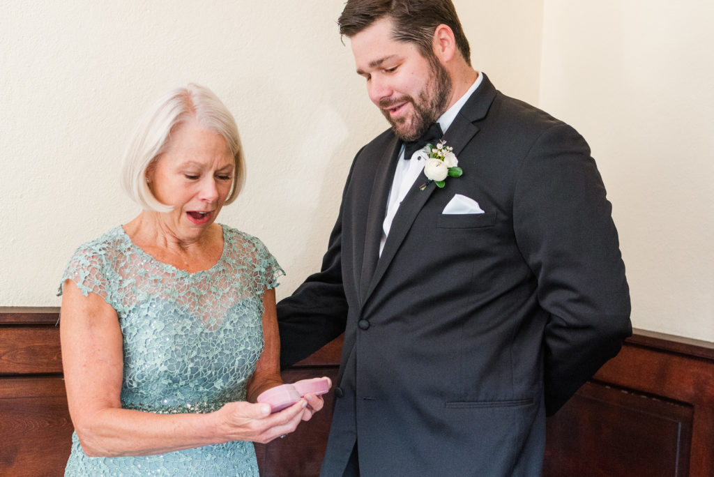 mother's reaction to gift from groom