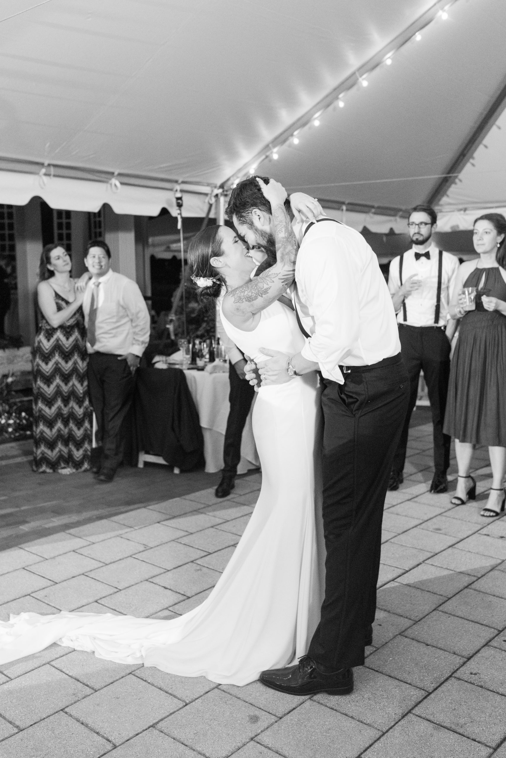 bride and groom party dancing at garden wedding in Richmond Virginia