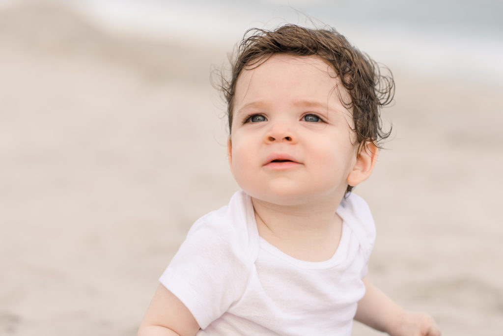 one year old portrait on Topsail Beach, NC