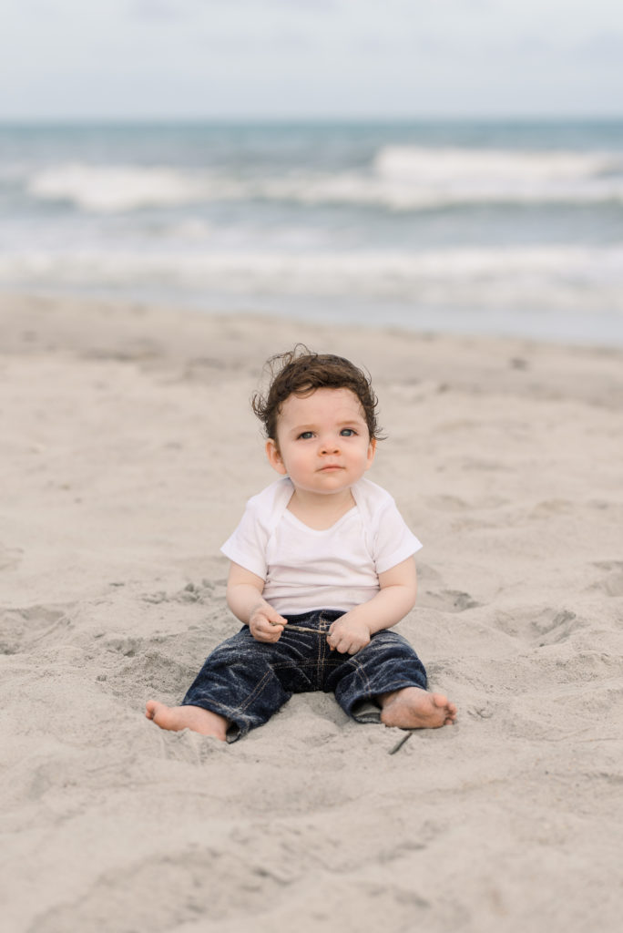 one year old portrait on Topsail Beach, North Carolina