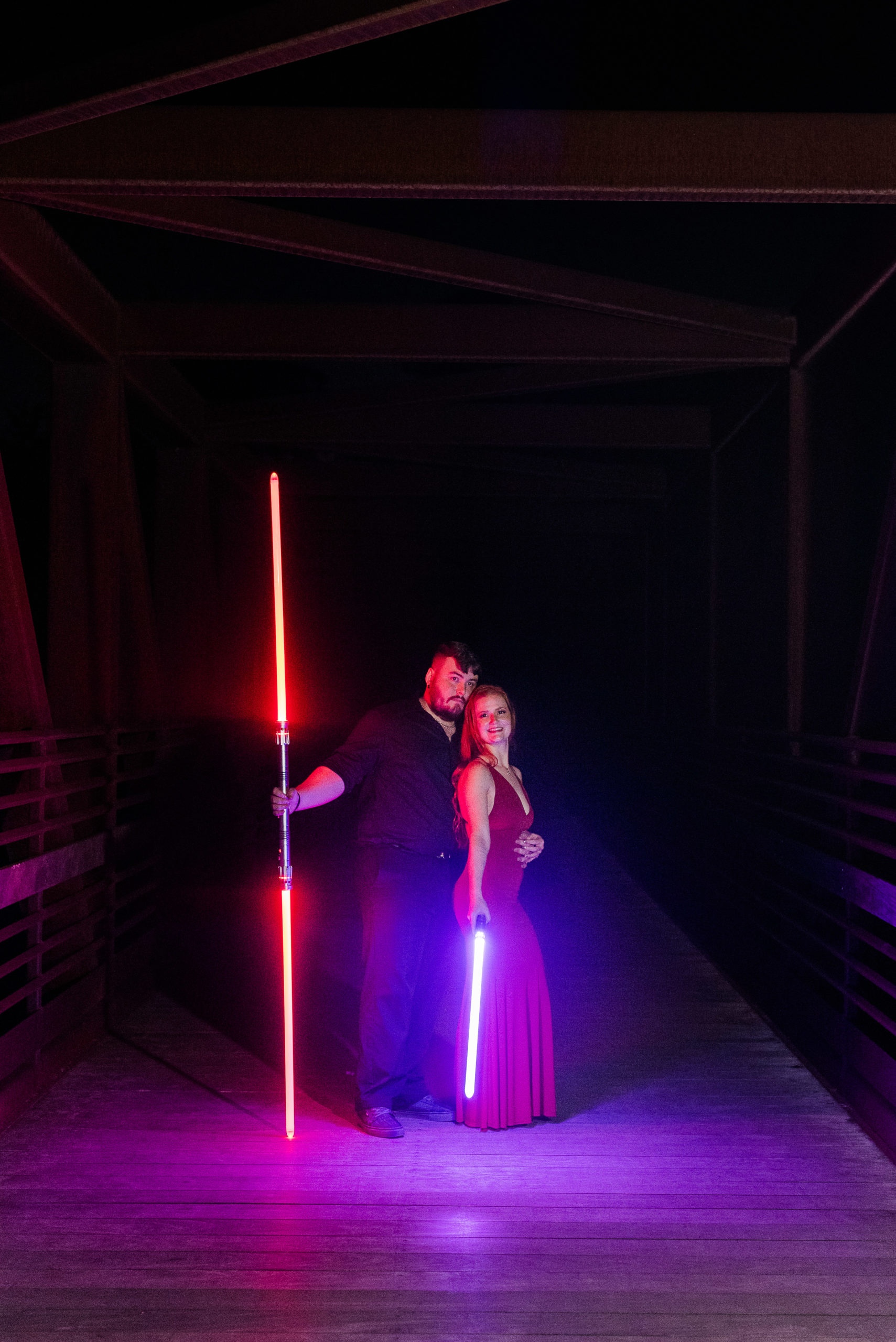 Wendi and Sage's Engagement Session with lightsabers