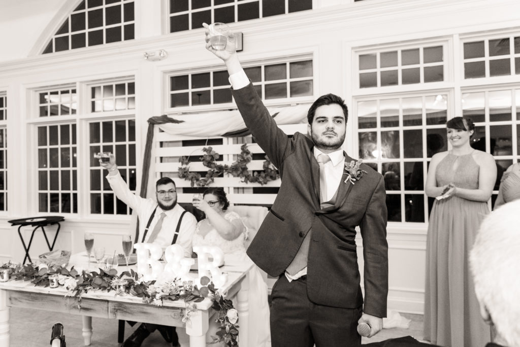 Best man giving wedding toast