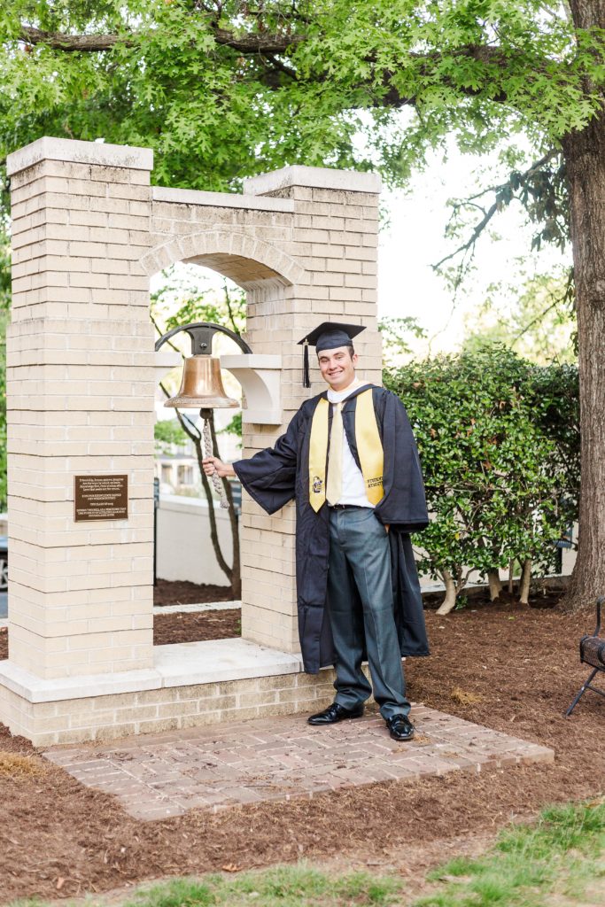 College Senior ringing bell at Mary Baldwin University