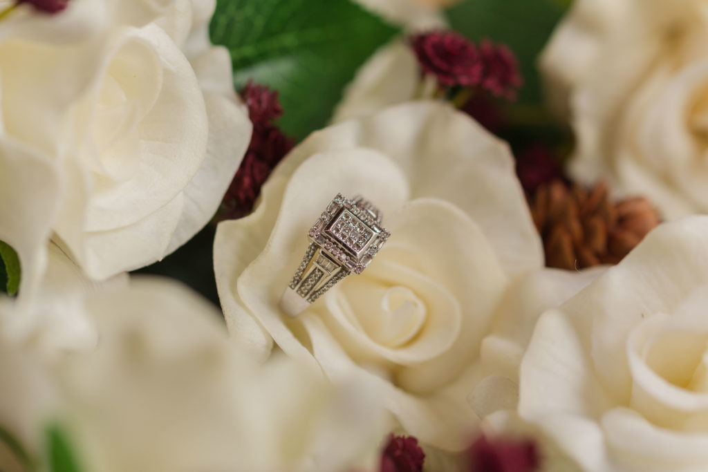 engagement ring in roses