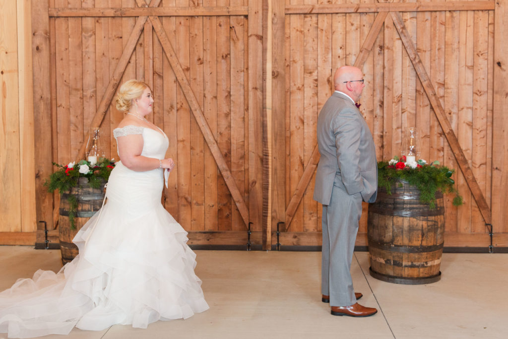 First look - bride and dad