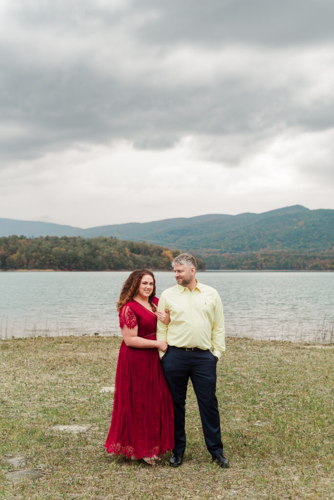 engaged couple at Carvins Cove Natural Reservoir, Virginia