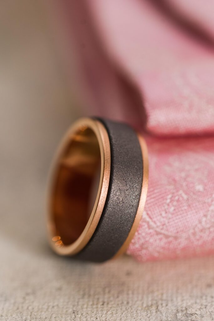 groom's ring with pink Star Wars tie