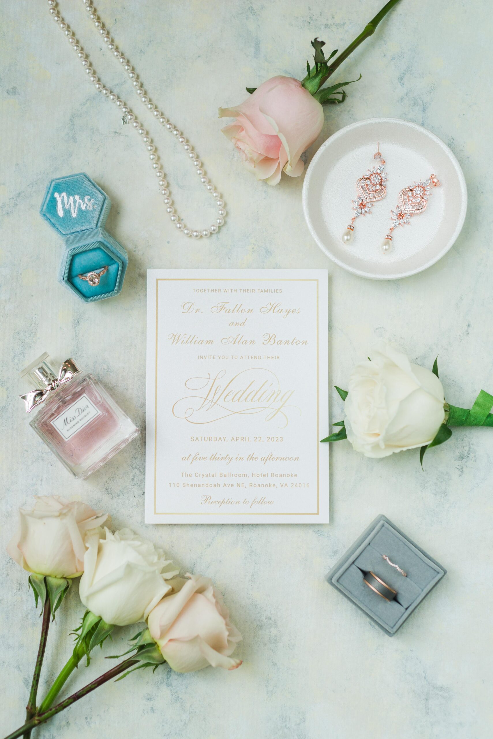 flat lay for bridal details