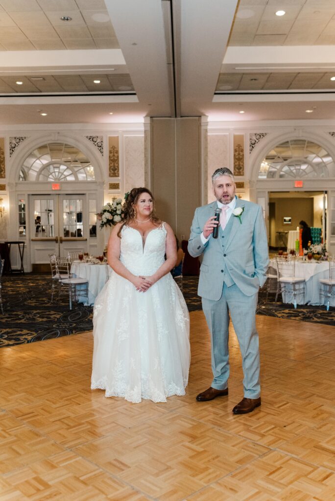 Introductions at wedding reception