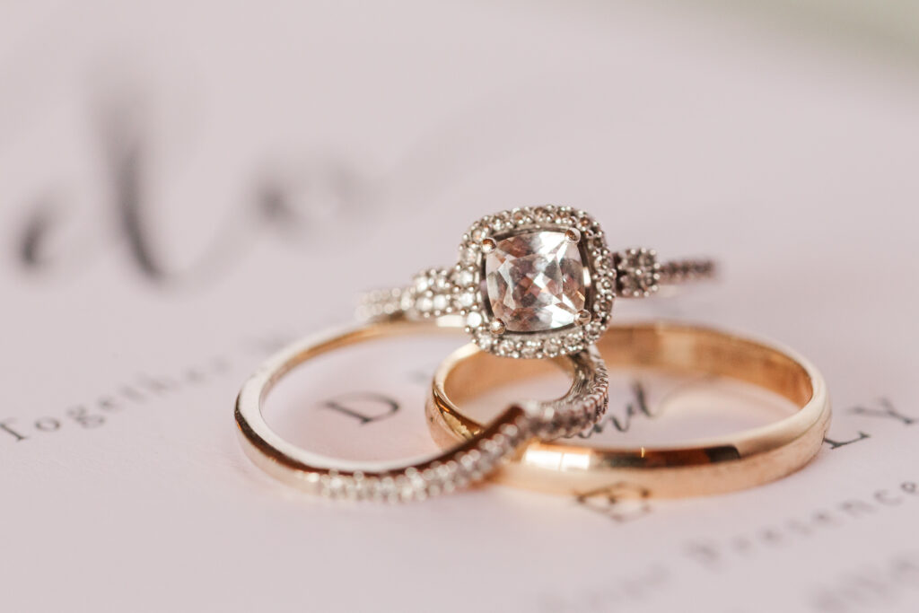 Emily & Derek Lake Seneca Venue Gladys Virginia wedding rings