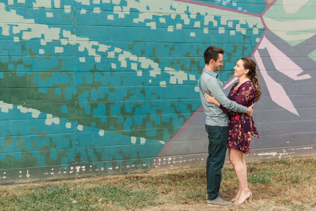 Kaila & Adam's Crozet Engagement Session with a mural