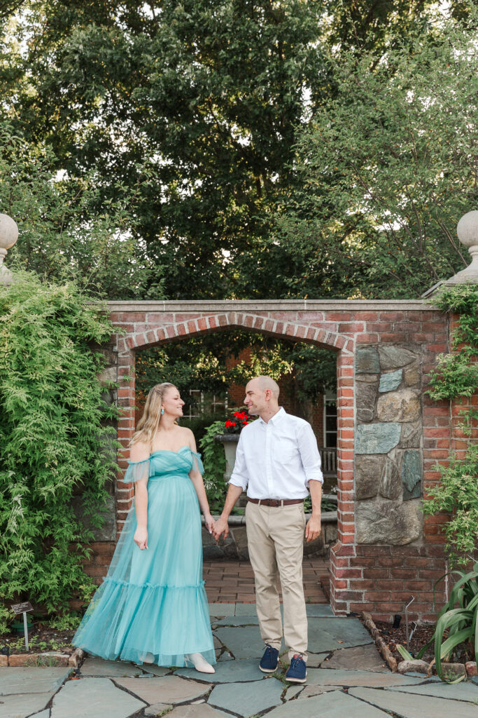 couple walking at Engagement session 