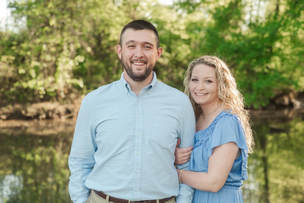 engaged couple's photography session at Catawba River