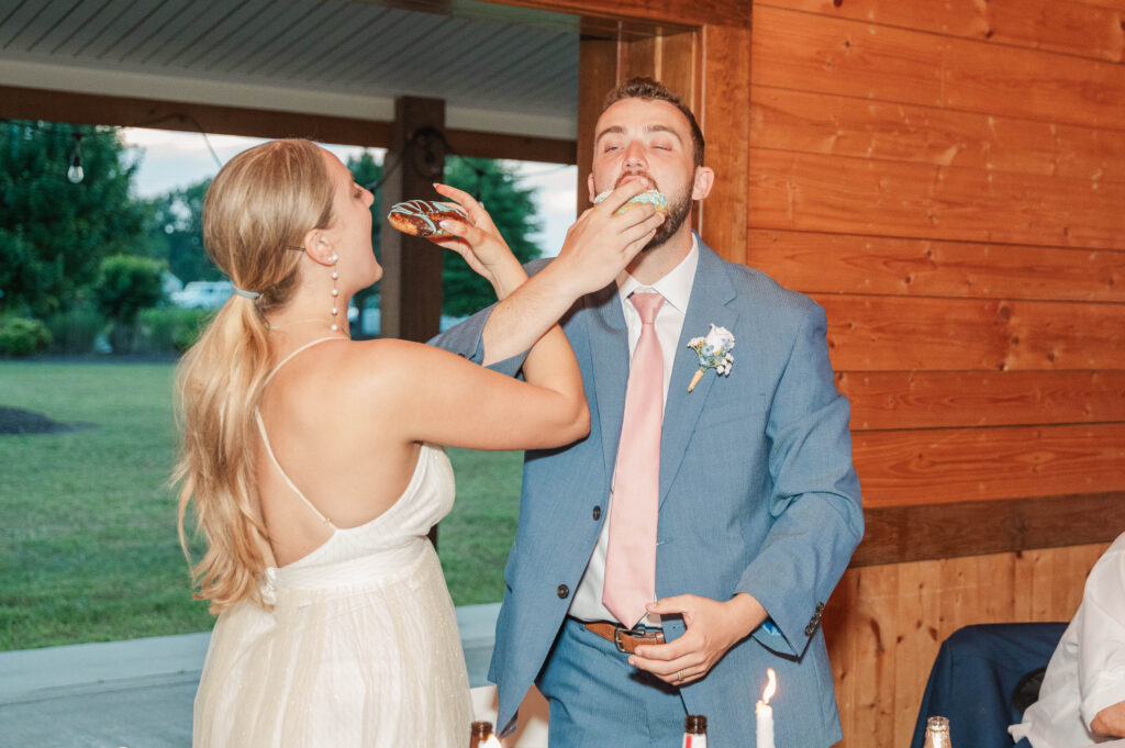 Bride & Groom eat donuts instead of cake