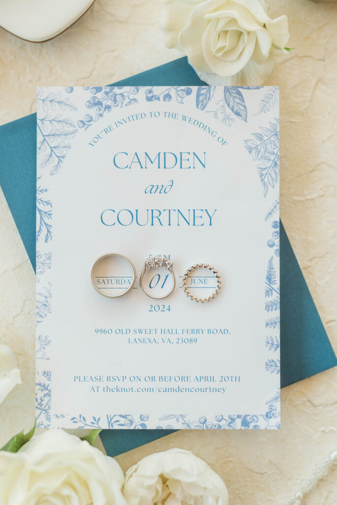 wedding rings on invitation