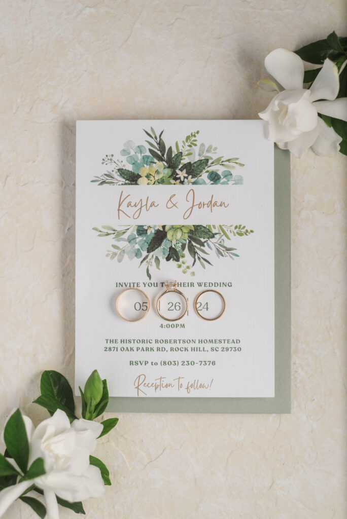 Wedding invitation with rings 