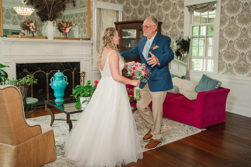 First look with father of the bride 