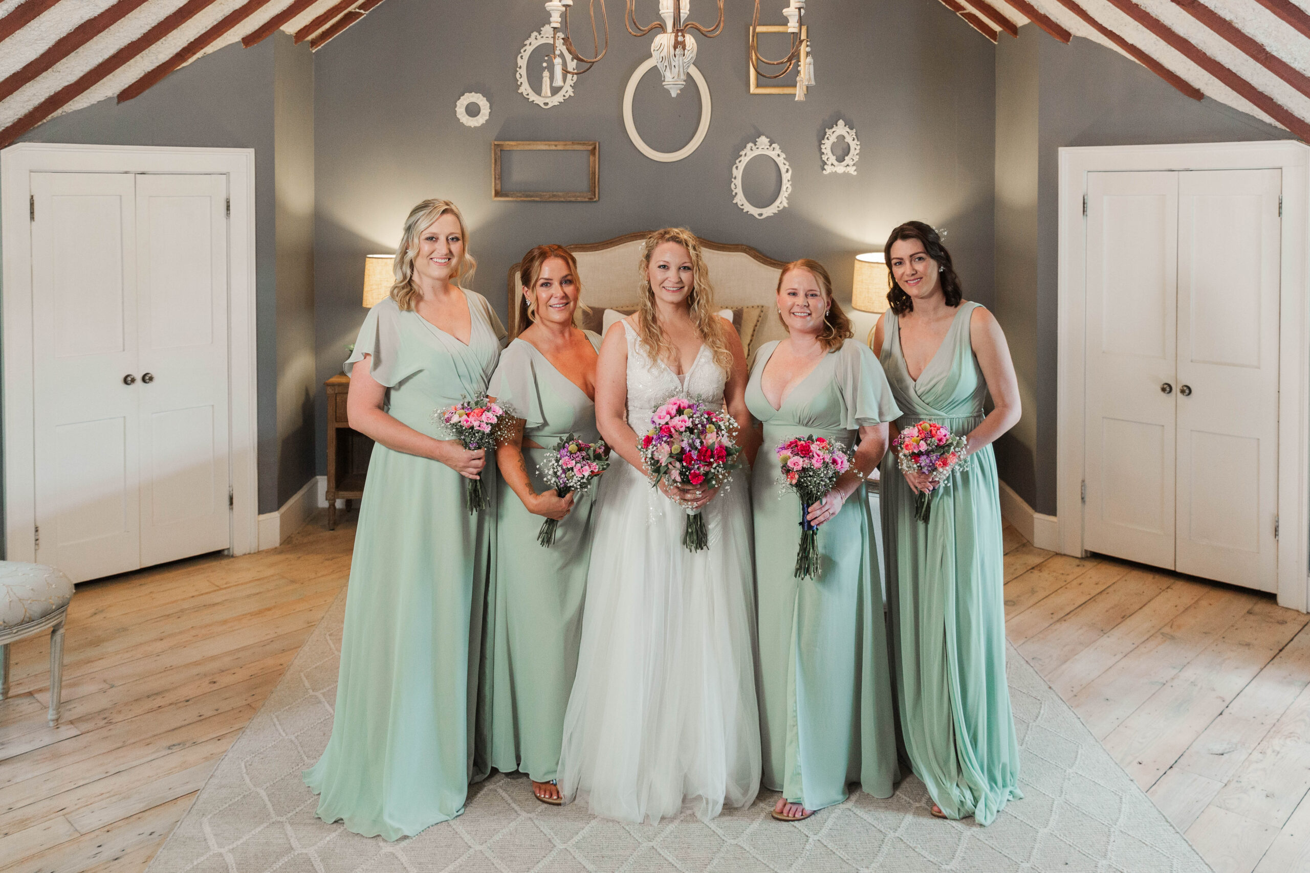 Bride with bridesmaids