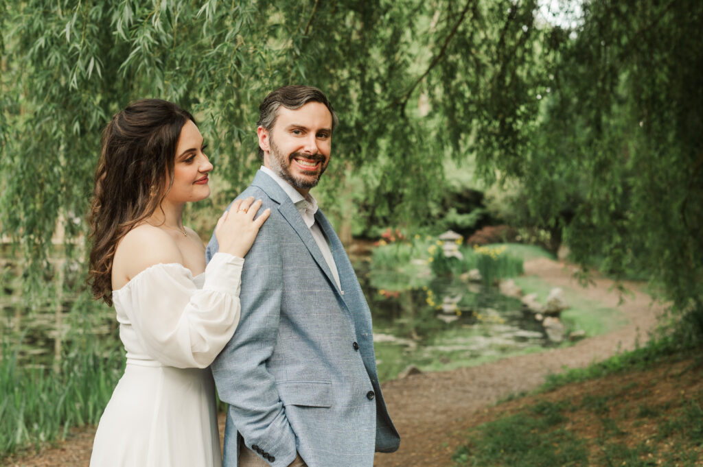 engaged couple, Japanese Garden, Richmond, Virginia