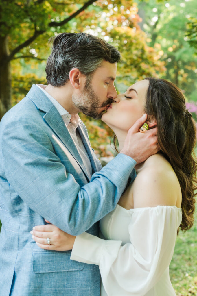 couple kissing during engagement session