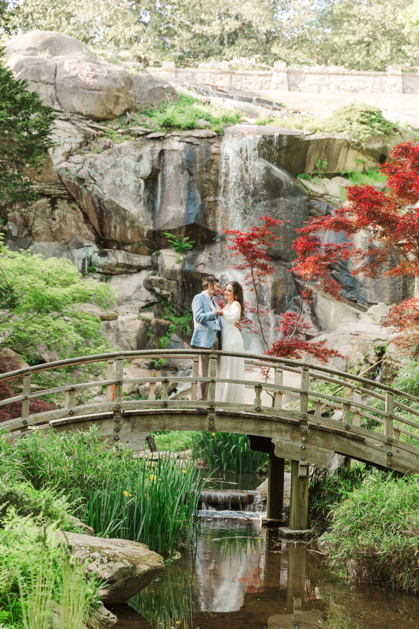 couple dancing on Bridge in Japanese Garden at Maymont