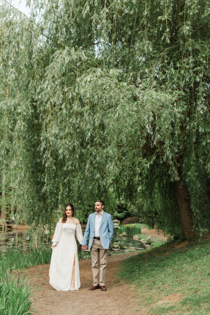 engagement session on path at Maymont