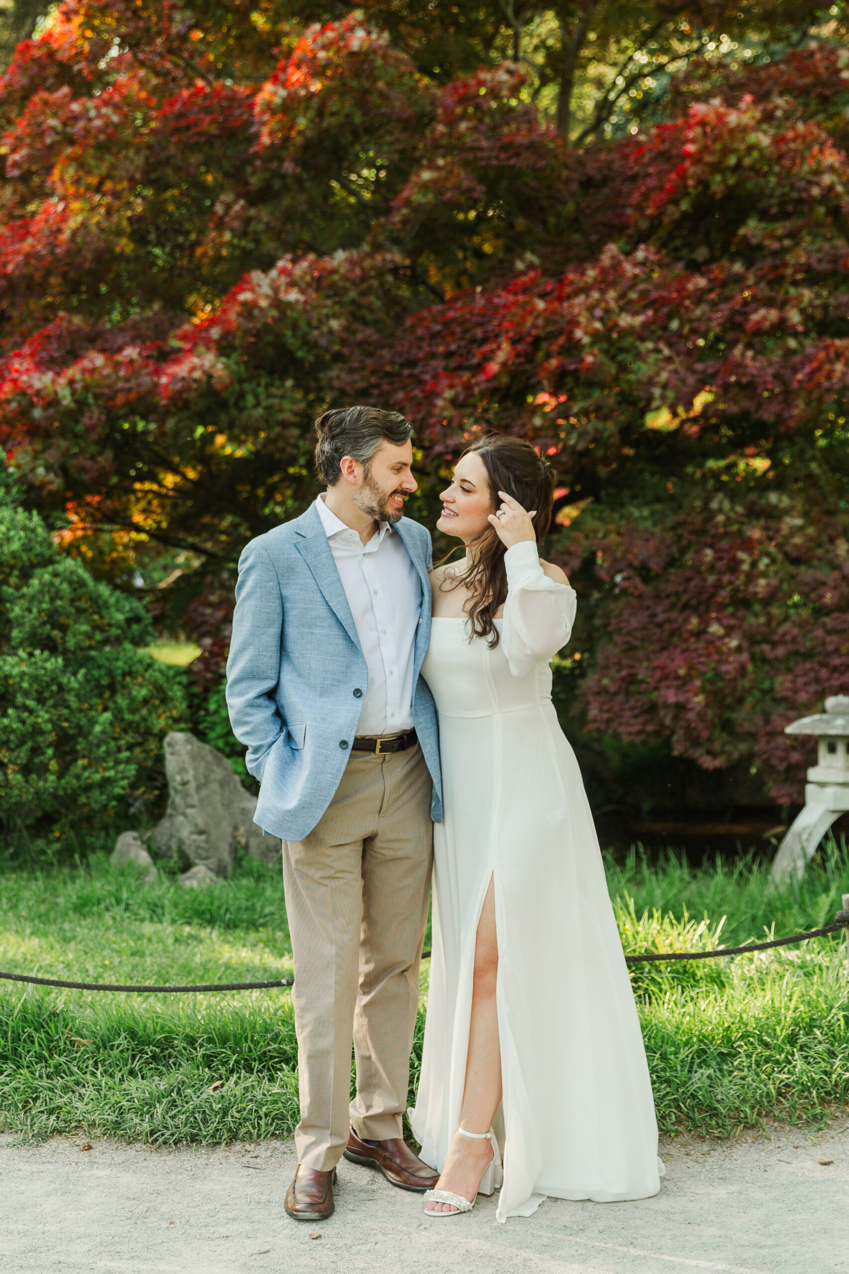 engaged couple, Japanese Garden, Richmond, Virginia