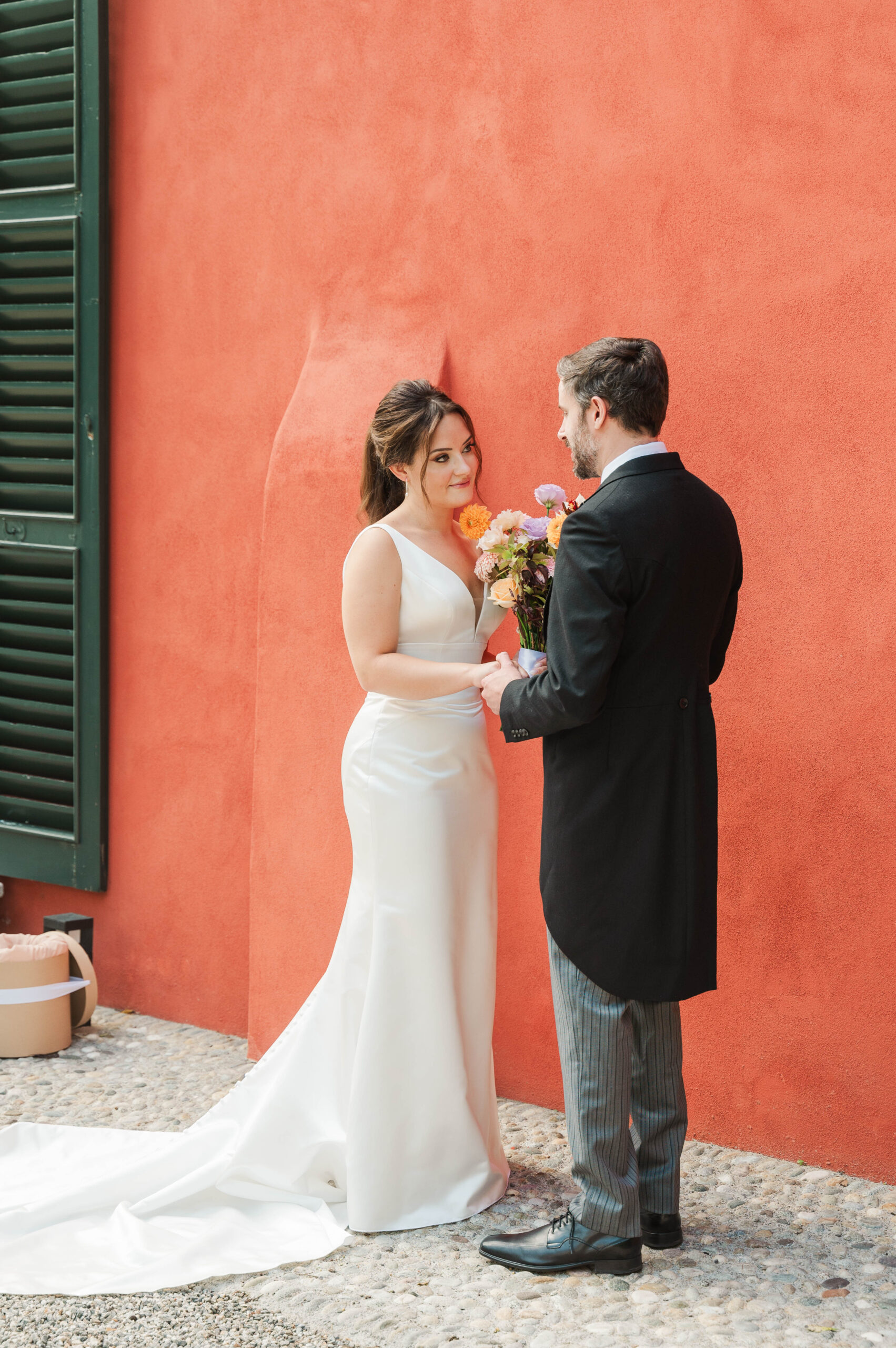 bride and groom portraits at Hotel Villa Cipressi, Lake Como, Italy