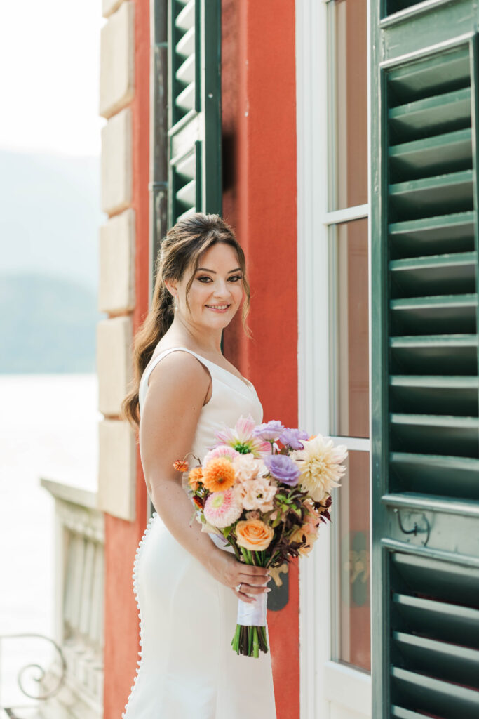 bride and groom portraits at Hotel Villa Cipressi, Lake Como, Italy