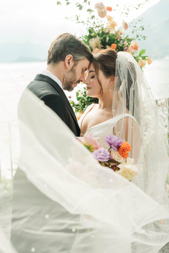 bride and groom portraits at Hotel Villa Cipressi, Lake Como, Italy