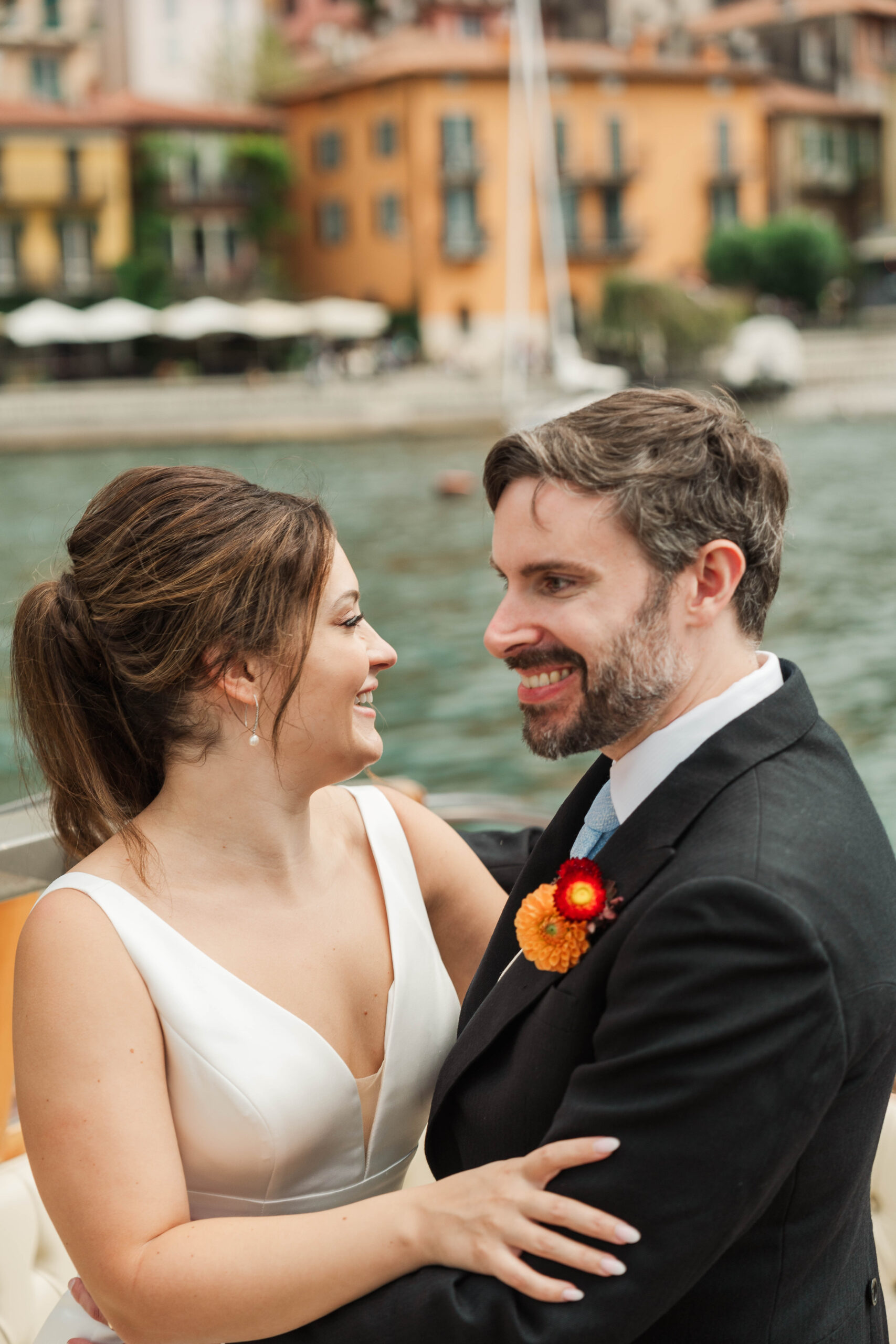 bride and groom portraits at Hotel Villa Cipressi, Lake Como, Italy